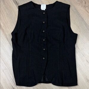 Joie Tailored Linen Blend Long Black Button Down Vest. NWT. Size Small
